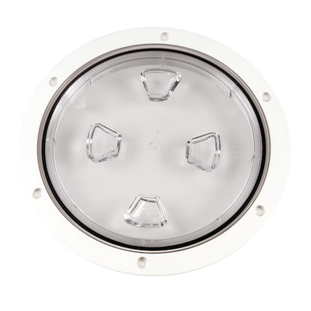Beckson Marine 8" Clear Center Screw-Out Deck Plate - White DP80-W-C